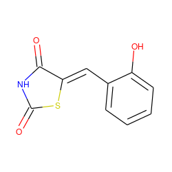 O=C1NC(=O)/C(=C/c2ccccc2O)S1 ZINC000012403075