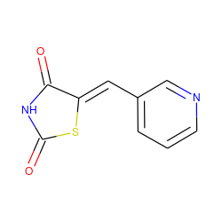 O=C1NC(=O)/C(=C/c2cccnc2)S1 ZINC000011565477