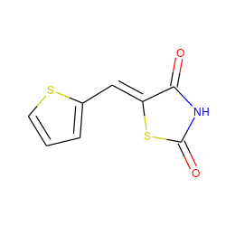 O=C1NC(=O)/C(=C/c2cccs2)S1 ZINC000001309935