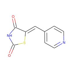 O=C1NC(=O)/C(=C/c2ccncc2)S1 ZINC000009013237