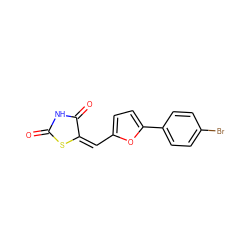 O=C1NC(=O)/C(=C\c2ccc(-c3ccc(Br)cc3)o2)S1 ZINC000000975826