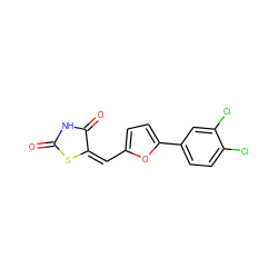 O=C1NC(=O)/C(=C\c2ccc(-c3ccc(Cl)c(Cl)c3)o2)S1 ZINC000000975828