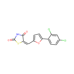 O=C1NC(=O)/C(=C\c2ccc(-c3ccc(Cl)cc3Cl)o2)S1 ZINC000000975830