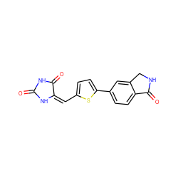 O=C1NC(=O)/C(=C\c2ccc(-c3ccc4c(c3)CNC4=O)s2)N1 ZINC000103231569