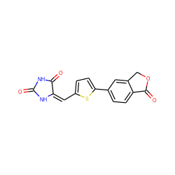 O=C1NC(=O)/C(=C\c2ccc(-c3ccc4c(c3)COC4=O)s2)N1 ZINC000073222397