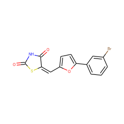 O=C1NC(=O)/C(=C\c2ccc(-c3cccc(Br)c3)o2)S1 ZINC000000974520