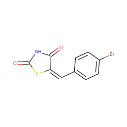 O=C1NC(=O)/C(=C\c2ccc(Br)cc2)S1 ZINC000001909781