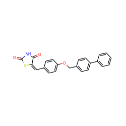 O=C1NC(=O)/C(=C\c2ccc(OCc3ccc(-c4ccccc4)cc3)cc2)S1 ZINC000045368070