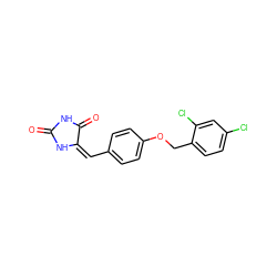 O=C1NC(=O)/C(=C\c2ccc(OCc3ccc(Cl)cc3Cl)cc2)N1 ZINC000001167361