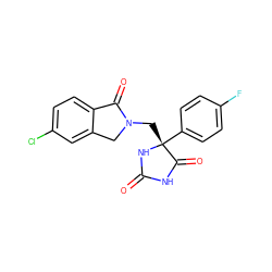 O=C1NC(=O)[C@@](CN2Cc3cc(Cl)ccc3C2=O)(c2ccc(F)cc2)N1 ZINC000038224765