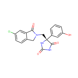 O=C1NC(=O)[C@@](CN2Cc3ccc(Cl)cc3C2=O)(c2cccc(O)c2)N1 ZINC000049070256