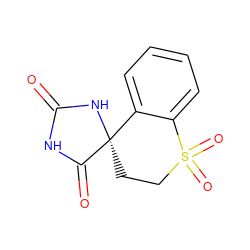 O=C1NC(=O)[C@@]2(CCS(=O)(=O)c3ccccc32)N1 ZINC000026489862