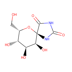 O=C1NC(=O)[C@@]2(N1)O[C@@H](CO)[C@@H](O)[C@H](O)[C@@H]2O ZINC000012501147