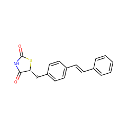 O=C1NC(=O)[C@@H](Cc2ccc(/C=C/c3ccccc3)cc2)S1 ZINC000045357080