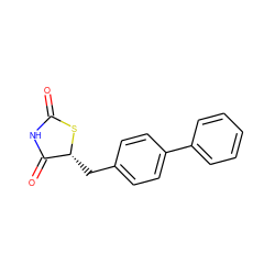 O=C1NC(=O)[C@@H](Cc2ccc(-c3ccccc3)cc2)S1 ZINC000045358916