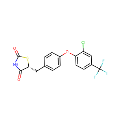 O=C1NC(=O)[C@@H](Cc2ccc(Oc3ccc(C(F)(F)F)cc3Cl)cc2)S1 ZINC000045390076