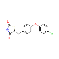 O=C1NC(=O)[C@@H](Cc2ccc(Oc3ccc(Cl)cc3)cc2)S1 ZINC000045372615