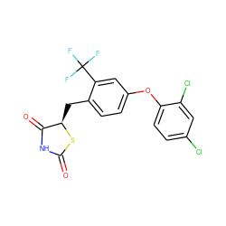 O=C1NC(=O)[C@@H](Cc2ccc(Oc3ccc(Cl)cc3Cl)cc2C(F)(F)F)S1 ZINC000045388484