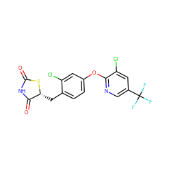 O=C1NC(=O)[C@@H](Cc2ccc(Oc3ncc(C(F)(F)F)cc3Cl)cc2Cl)S1 ZINC000045373461