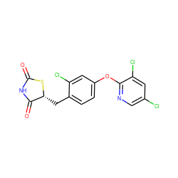 O=C1NC(=O)[C@@H](Cc2ccc(Oc3ncc(Cl)cc3Cl)cc2Cl)S1 ZINC000045364665