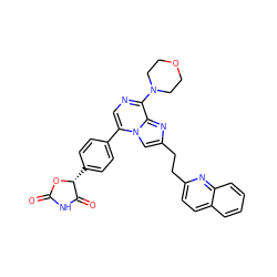 O=C1NC(=O)[C@@H](c2ccc(-c3cnc(N4CCOCC4)c4nc(CCc5ccc6ccccc6n5)cn34)cc2)O1 ZINC000222048120