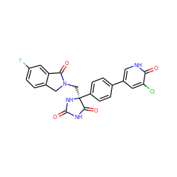 O=C1NC(=O)[C@](CN2Cc3ccc(F)cc3C2=O)(c2ccc(-c3c[nH]c(=O)c(Cl)c3)cc2)N1 ZINC000034662589