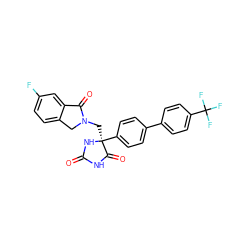 O=C1NC(=O)[C@](CN2Cc3ccc(F)cc3C2=O)(c2ccc(-c3ccc(C(F)(F)F)cc3)cc2)N1 ZINC000058591318