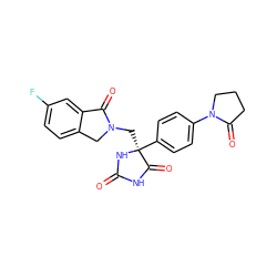 O=C1NC(=O)[C@](CN2Cc3ccc(F)cc3C2=O)(c2ccc(N3CCCC3=O)cc2)N1 ZINC000034661543