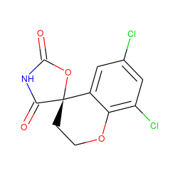 O=C1NC(=O)[C@]2(CCOc3c(Cl)cc(Cl)cc32)O1 ZINC000029231864