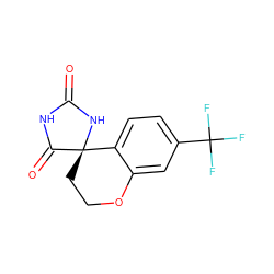 O=C1NC(=O)[C@]2(CCOc3cc(C(F)(F)F)ccc32)N1 ZINC000026488237