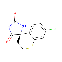 O=C1NC(=O)[C@]2(CCSc3cc(Cl)ccc32)N1 ZINC000026490137