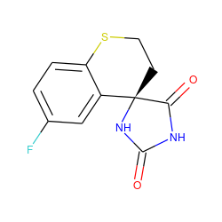 O=C1NC(=O)[C@]2(CCSc3ccc(F)cc32)N1 ZINC000002635400