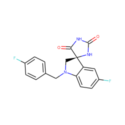 O=C1NC(=O)[C@]2(CN(Cc3ccc(F)cc3)c3ccc(F)cc32)N1 ZINC000028229372