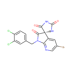 O=C1NC(=O)[C@]2(N1)C(=O)N(Cc1ccc(Cl)c(Cl)c1)c1ncc(Br)cc12 ZINC000000604440