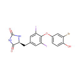 O=C1NC(=O)[C@H](Cc2cc(I)c(Oc3ccc(O)c(Br)c3)c(I)c2)N1 ZINC000029124563