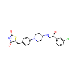 O=C1NC(=O)[C@H](Cc2ccc(N3CCC(NC[C@H](O)c4cccc(Cl)c4)CC3)cc2)S1 ZINC000027856001