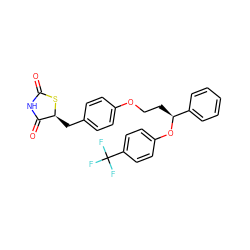 O=C1NC(=O)[C@H](Cc2ccc(OCC[C@H](Oc3ccc(C(F)(F)F)cc3)c3ccccc3)cc2)S1 ZINC000653706058