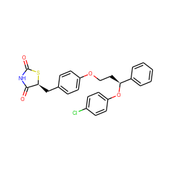 O=C1NC(=O)[C@H](Cc2ccc(OCC[C@H](Oc3ccc(Cl)cc3)c3ccccc3)cc2)S1 ZINC000653705940