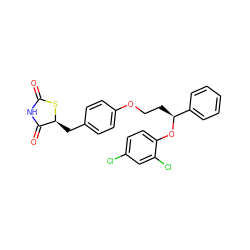 O=C1NC(=O)[C@H](Cc2ccc(OCC[C@H](Oc3ccc(Cl)cc3Cl)c3ccccc3)cc2)S1 ZINC000653706029