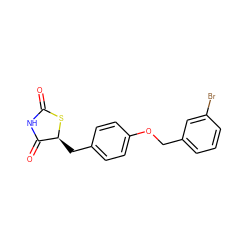 O=C1NC(=O)[C@H](Cc2ccc(OCc3cccc(Br)c3)cc2)S1 ZINC000653705334