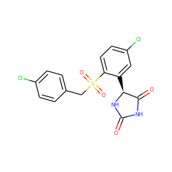 O=C1NC(=O)[C@H](c2cc(Cl)ccc2S(=O)(=O)Cc2ccc(Cl)cc2)N1 ZINC000028226113