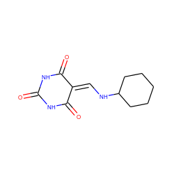 O=C1NC(=O)C(=CNC2CCCCC2)C(=O)N1 ZINC000100502427