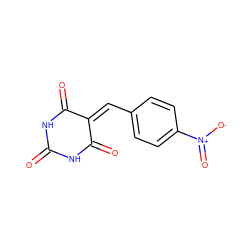 O=C1NC(=O)C(=Cc2ccc([N+](=O)[O-])cc2)C(=O)N1 ZINC000009329507