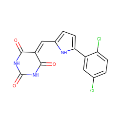 O=C1NC(=O)C(=Cc2ccc(-c3cc(Cl)ccc3Cl)[nH]2)C(=O)N1 ZINC000018086228