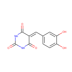 O=C1NC(=O)C(=Cc2ccc(O)c(O)c2)C(=O)N1 ZINC000006765351