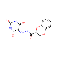 O=C1NC(=O)C(=NNC(=O)[C@H]2COc3ccccc3O2)C(=O)N1 ZINC000000192795