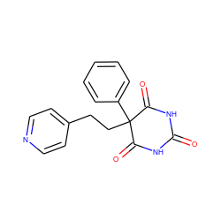 O=C1NC(=O)C(CCc2ccncc2)(c2ccccc2)C(=O)N1 ZINC000008741242