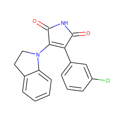 O=C1NC(=O)C(N2CCc3ccccc32)=C1c1cccc(Cl)c1 ZINC000014946043