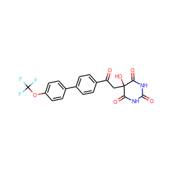 O=C1NC(=O)C(O)(CC(=O)c2ccc(-c3ccc(OC(F)(F)F)cc3)cc2)C(=O)N1 ZINC000095575428