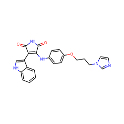 O=C1NC(=O)C(c2c[nH]c3ccccc23)=C1Nc1ccc(OCCCn2ccnc2)cc1 ZINC000103271371